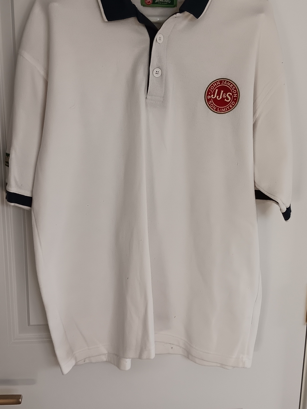 Official Jameson Irish Whiskey White Polo Shirt with Navy Trim  Sz XL